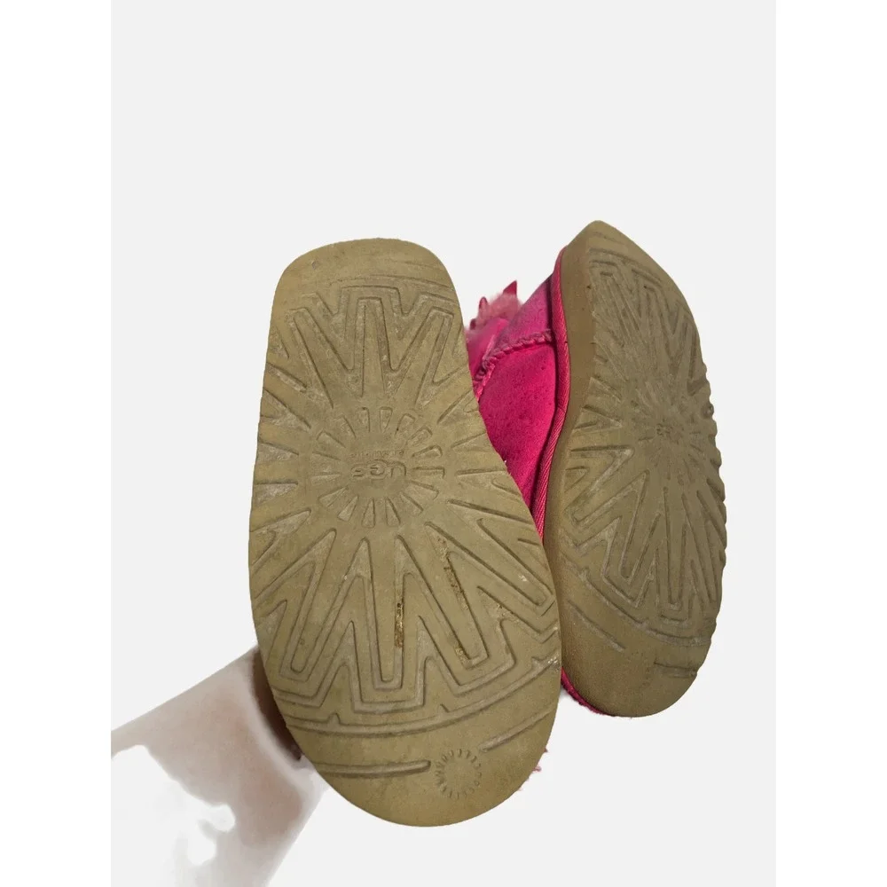 UGG Bailey Bow Boots Kids Size 12 Pink Suede Shearling Winter Classic Bows
